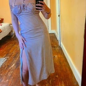 Gingham Slit Midi Dress UO